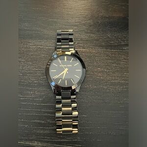 Michael Kors Unisex black on black stainless steel bracelet watch 42mm